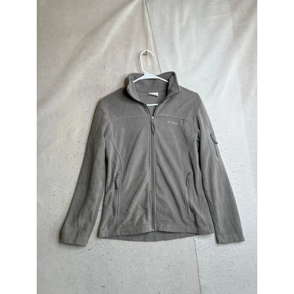 Columbia Womens Fast Trek II Full Zip Fleece Jacket Gray Size S Mock Neck Hiking